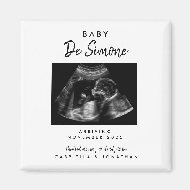 Imã Tipografia Simples Sonograma Foto Gravidez (Frente)