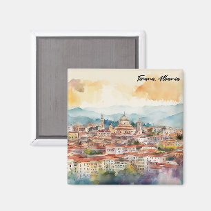 Imã Tirana Albânia Pintura Aquarela Vista Panorâmica