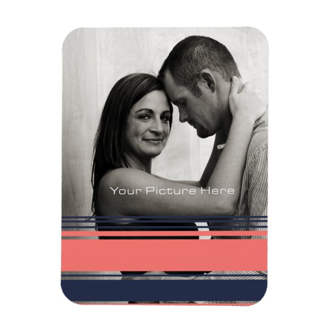 Ímã Tiras Modernas Cor-de-Rosa e Azul (Vertical)