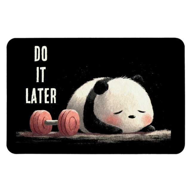 Ímã Tired Panda Gym – Cute Funny Workout Art (Horizontal)