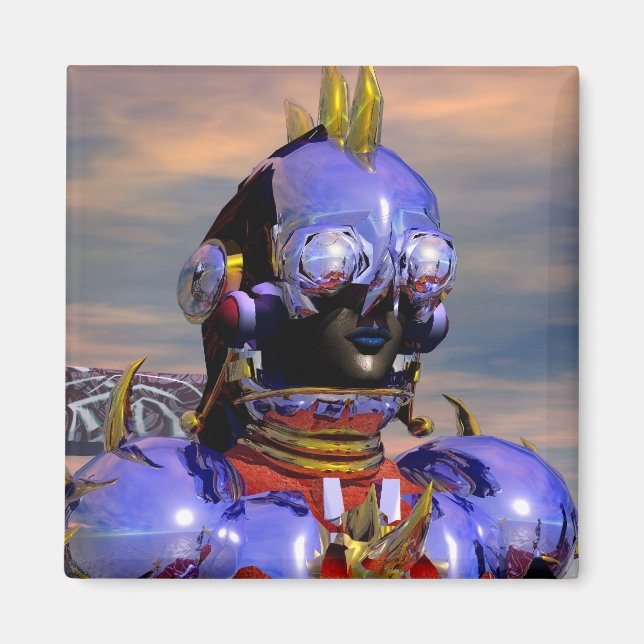Imã TITAN CYBORG PORTRAIT Blue Science Fiction,Scifi (Frente)