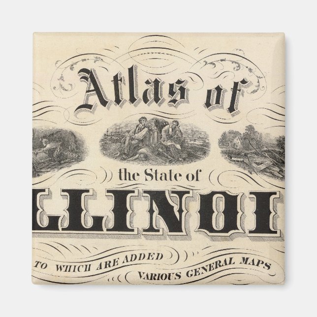 Imã Título Page Atlas do Estado de Illinois (Frente)