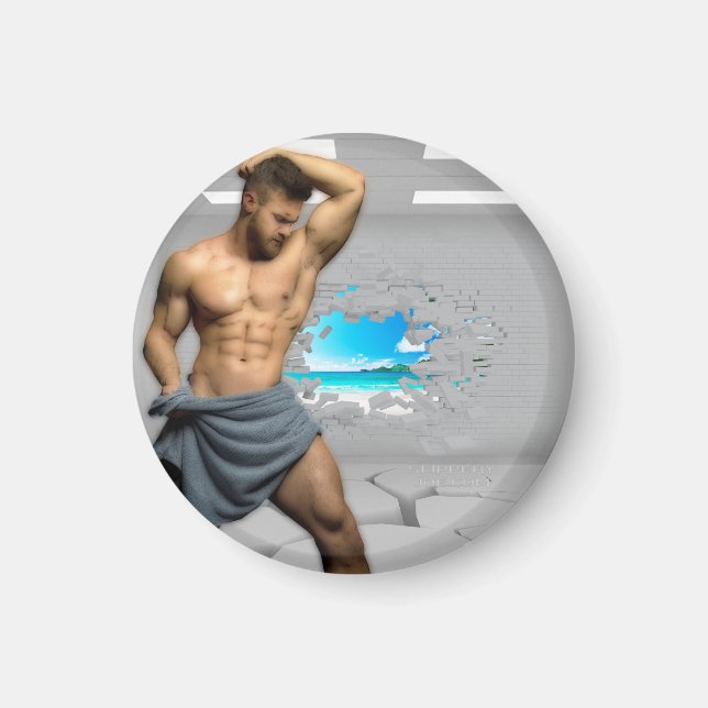 Imã Toalha de Homem de SlipperyJoe quebrada parede bra (Frente)