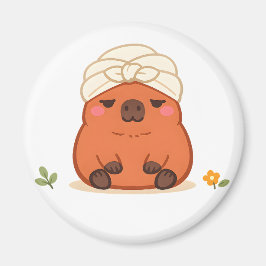 Imã Toalha de Turbante de Capivara Fofa para Dia de Sp