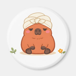 Imã Toalha de Turbante de Capivara Fofa para Dia de Sp