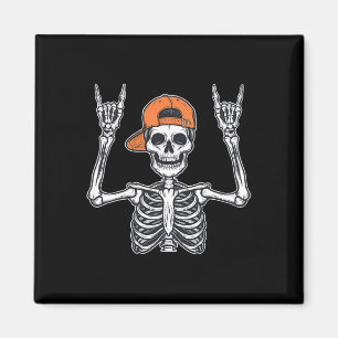 Imã Toca de Esqueleto de Rocker Skater Halloween Rock