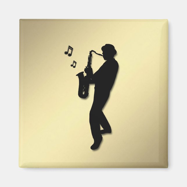 Imã Toca Saxofone Dourado (Frente)