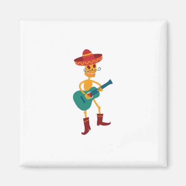 Imã Toca violão esqueleto festivo (Frente)