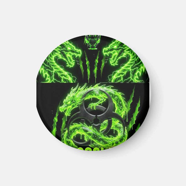 Imã TOCOCLAWS Dragões Gêmeos Neon Verde Relâmpago  (Frente)
