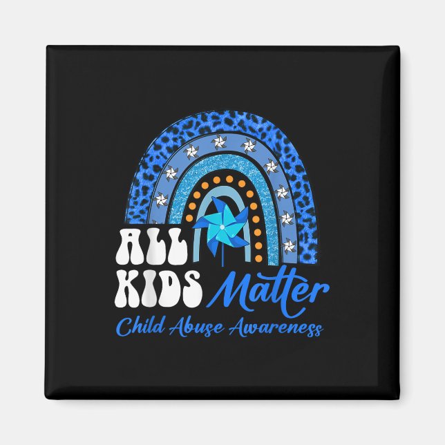 Imã Todas as Crianças - Abuso Infantil Azul-Arco-Íris  (Frente)