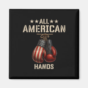 Imã Todas as Mãos Americanas Boxando a bandeira Patrió