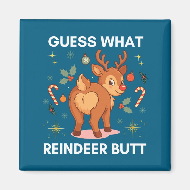 Imã Toddler Christmas Ugly Sweater Guess What Reindeer (Frente)