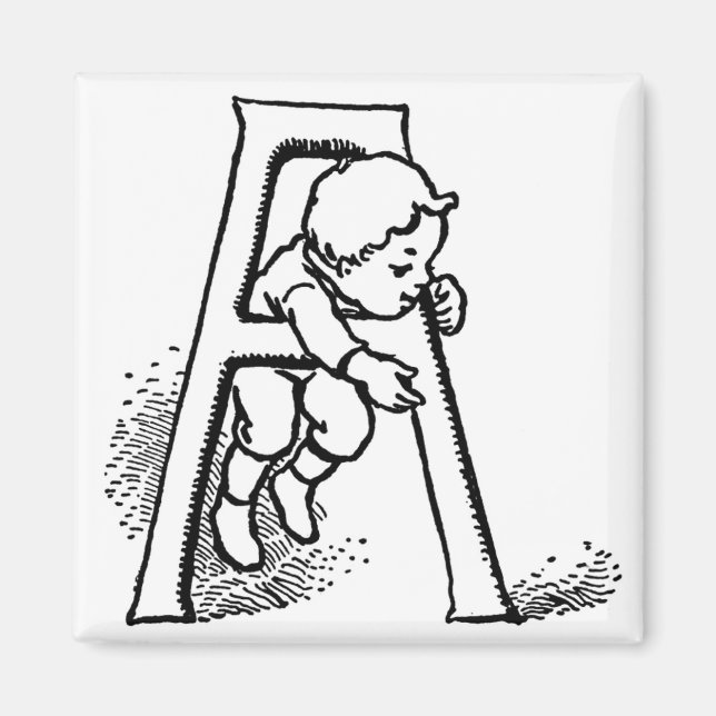 Imã Toddler Subindo Letra 'A' - Magnet (Frente)