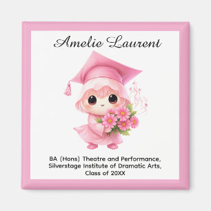 Imã 🎓 Todo texto personalizado Chibi Bloom Graduação