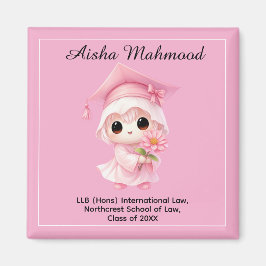 Imã 🎓 Todo texto personalizado Chibi Rose Graduação