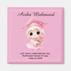 Imã 🎓 Todo texto personalizado Chibi Rose Graduação