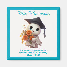 Imã 🎓 Todo texto personalizável Chibi Blue Graduação