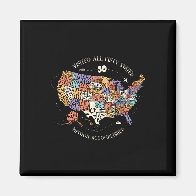 Imã Todos Os 50 Estados-Membros Visitaram O Mapa Dos 5 (Frente)