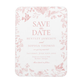 Ímã Toile Rosa De Jouy Floral Francês Salve a Data