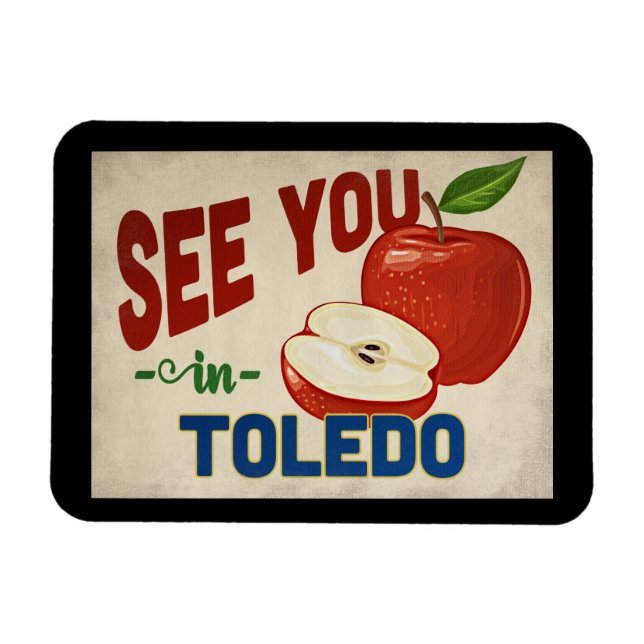 Ímã Toledo Ohio Apple - Viagens vintage (Horizontal)