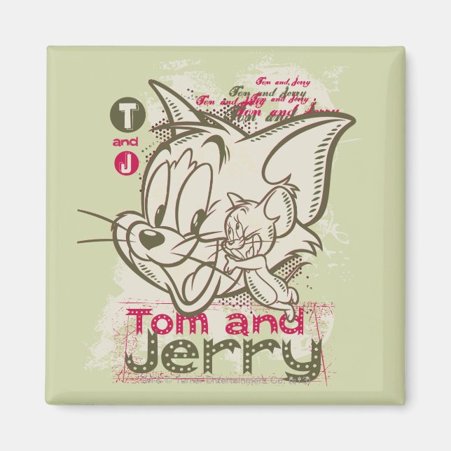Imã Tom e Jerry Rosa e Verde (Frente)