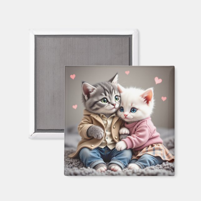 Imã Tom & Luna Valentine Magnet | Cute Cat Magnet (Front/Back)