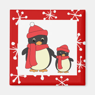 Imã Tomando o pinguim pequeno para uma caminhada