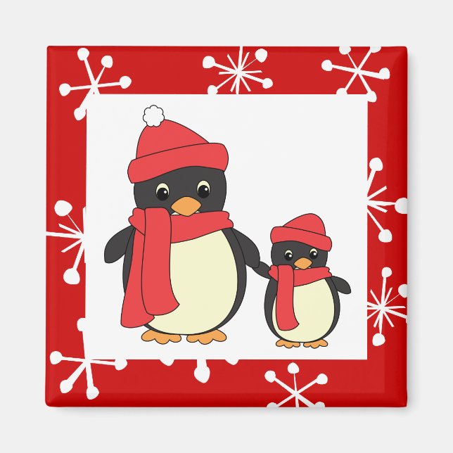 Imã Tomando Pinguim Pequeno para uma Caminhada (Frente)