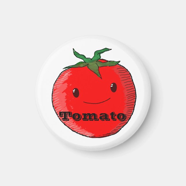 Imã Tomate De Cartoon Bonito Com Texto (Frente)