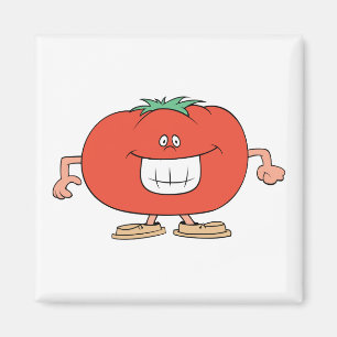 Imã tomate de desenho animado feliz e bobo