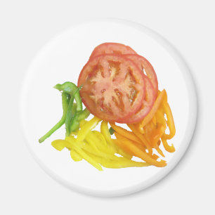 Imã tomate e pimentas cortados