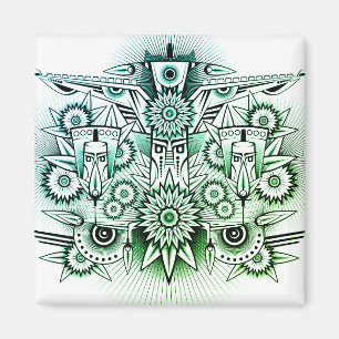 Imã Tonalidade Verde de Design Tribal