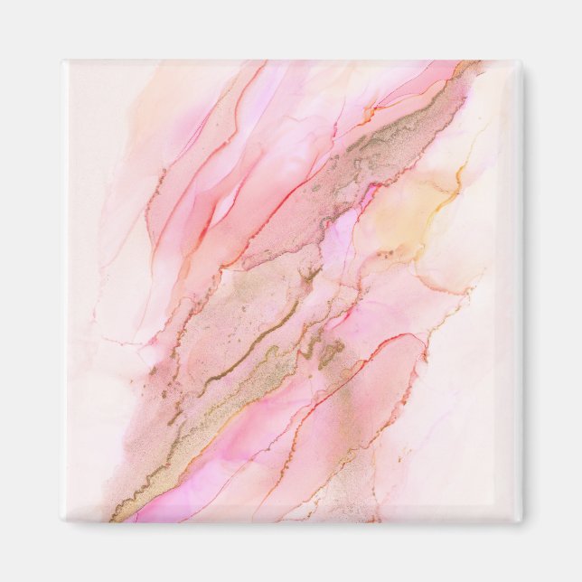 Imã Tons rosa em nuvens de tinta com Dourado (Frente)