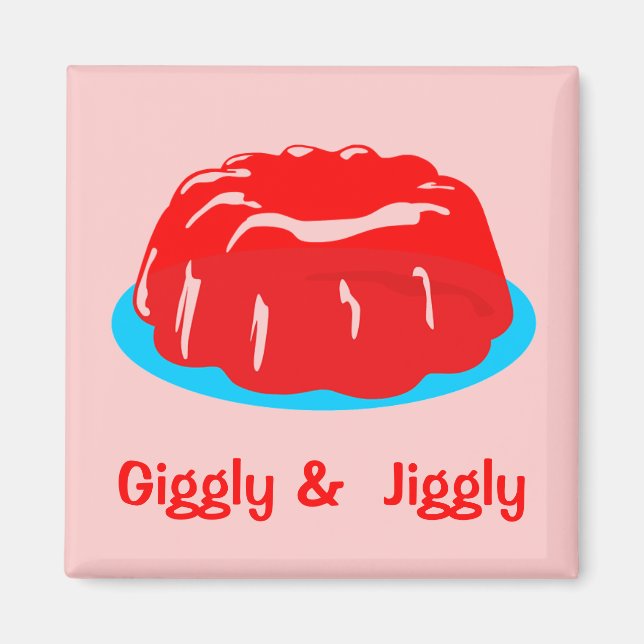 Imã Toon de banda desenhada retrô "Giggly & Jiggly" (Frente)