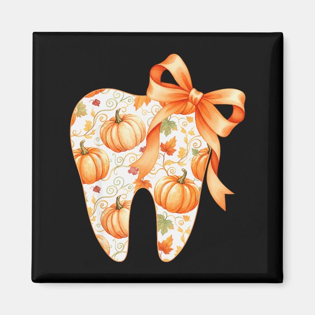 Imã Tooth Coquette Bow Dentist Thanksgiving Dental Ist (Frente)