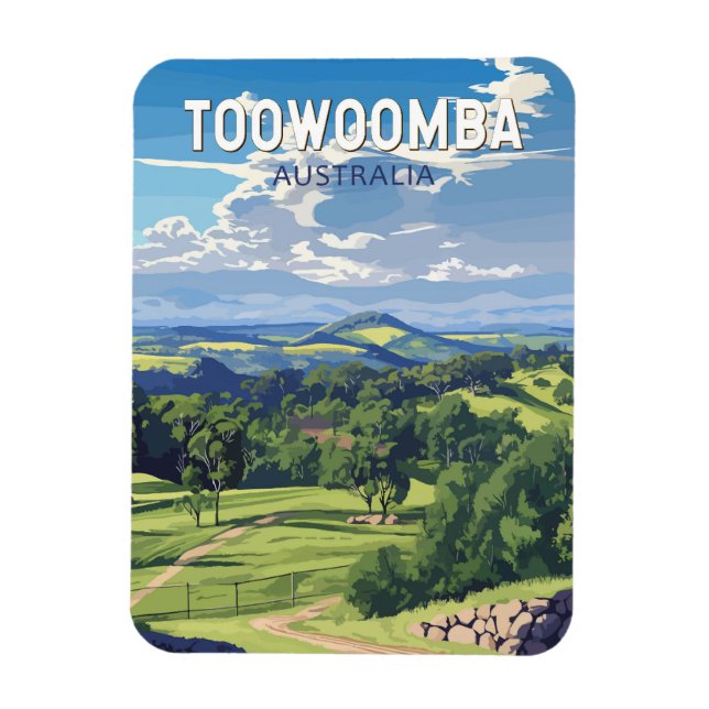 Ímã Toowoomba Austrália - Viagem Art Vintage (Vertical)