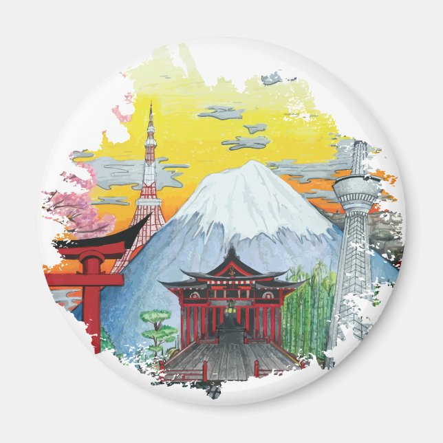 Imã Tóquio com a Arte Original do Monte Fuji (Frente)