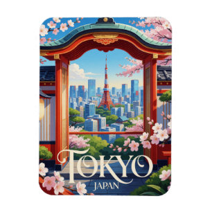 Ímã Tóquio Japão Moderno Horizonte Flor de Cerejeira V