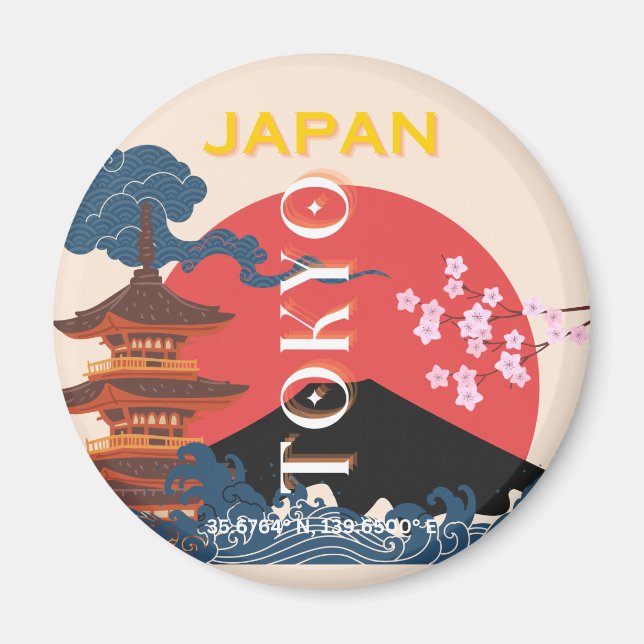 Imã Tóquio Japão Viagem Art, Retro-Viagem Art (Frente)