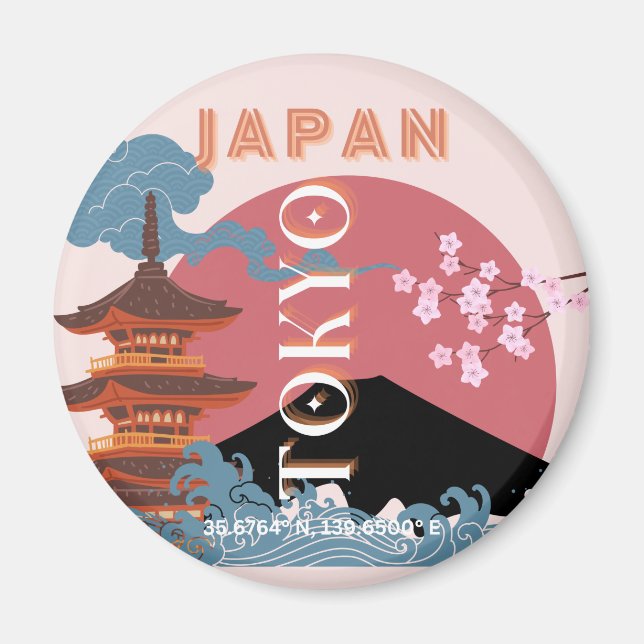 Imã Tóquio Japão Viagem Art, Retro-Viagem Art (Frente)
