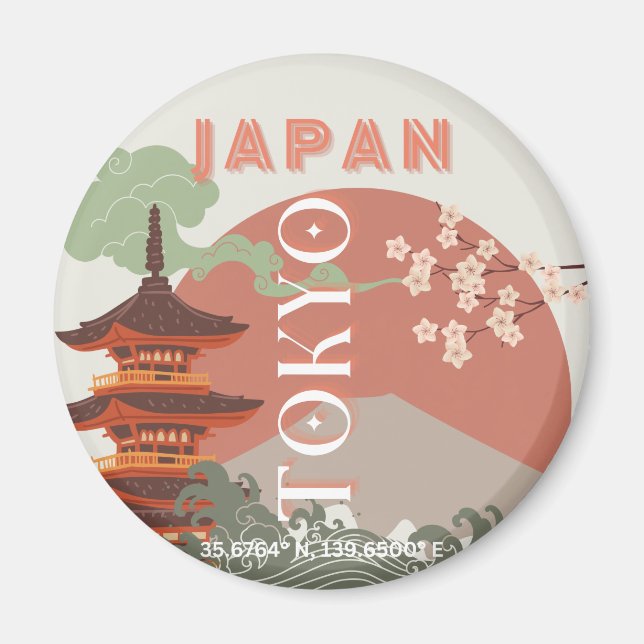 Imã Tóquio Japão Viagem Art, Retro-Viagem Art (Frente)
