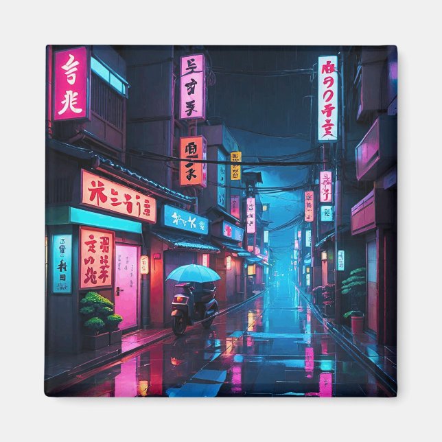 Imã Tóquio Street At Night LoFi Art (Frente)