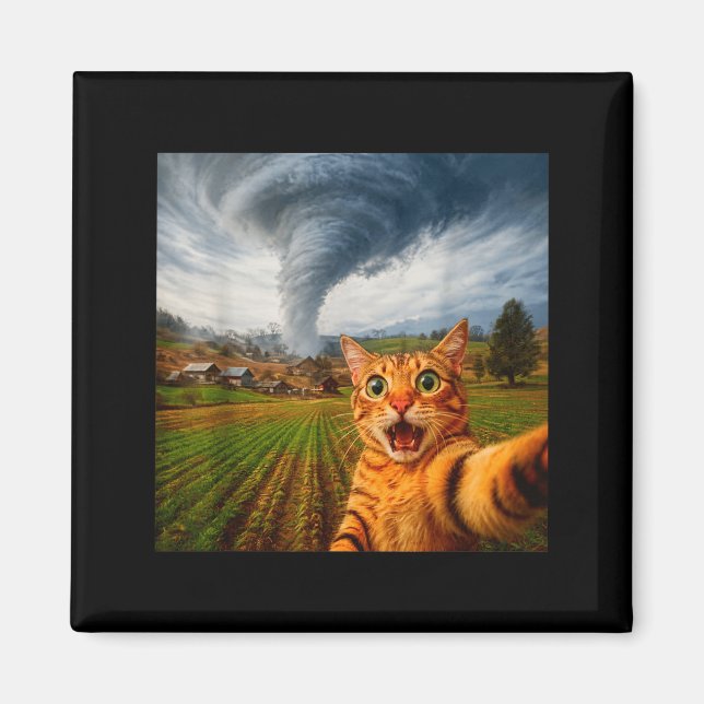 Imã Tornado de Meme de Selfie de Gato Divertido  (Frente)