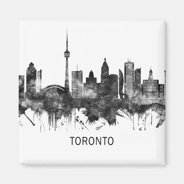 Imã Toronto Canada Skyline BW (Frente)