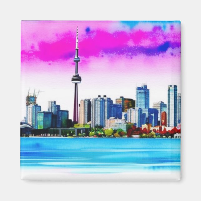 Imã Toronto Skyline Artístico Magnet (Frente)