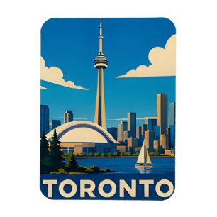 Ímã TORONTO — Torre CN & Paisagem do Lago Retro Escape