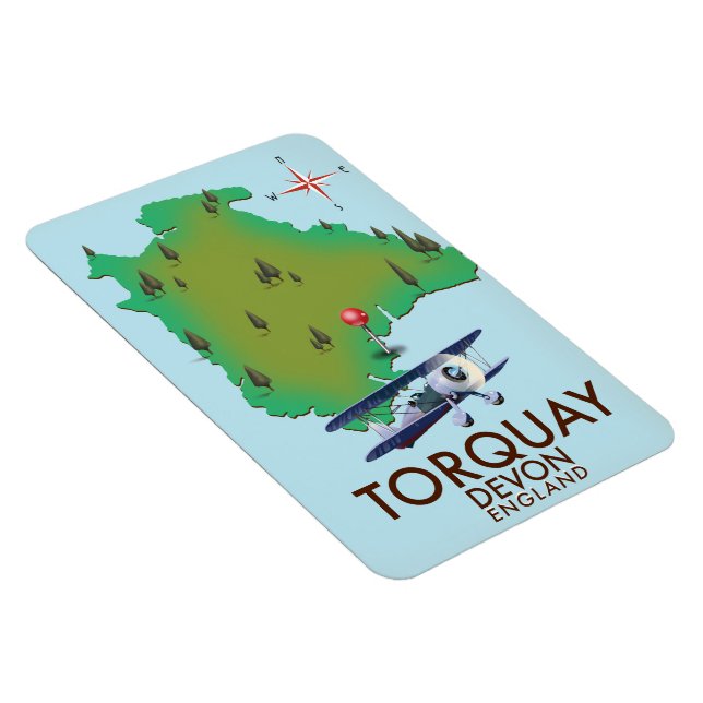 Ímã Torquay Devon Vintage mapeia poster art. (Lado Direito)