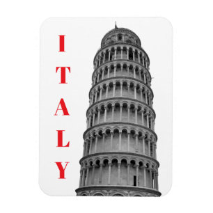 Ímã Torre de Pisa Itália Preto e Branco