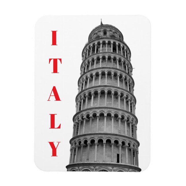 Ímã Torre de Pisa Itália Preto e Branco (Vertical)