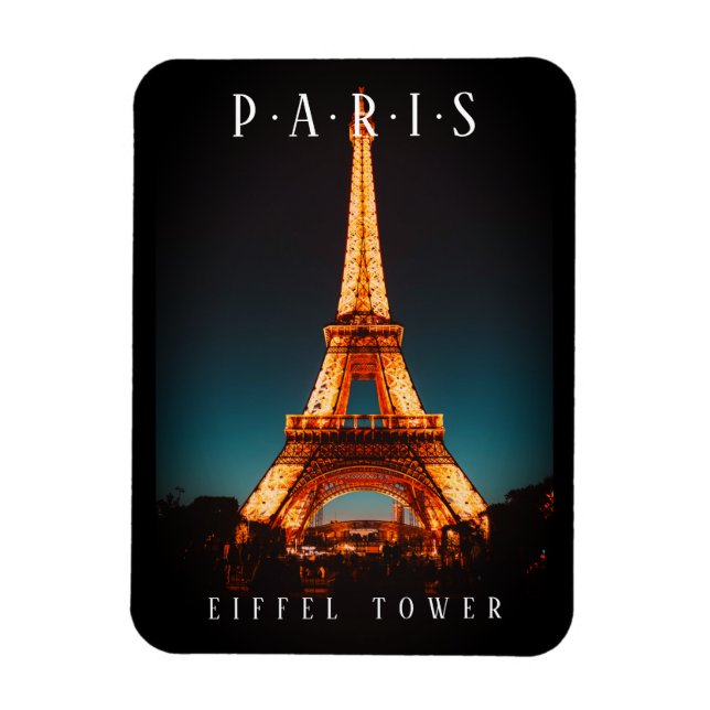 Ímã Torre Eiffel À Noite, Paris, Preto (Vertical)